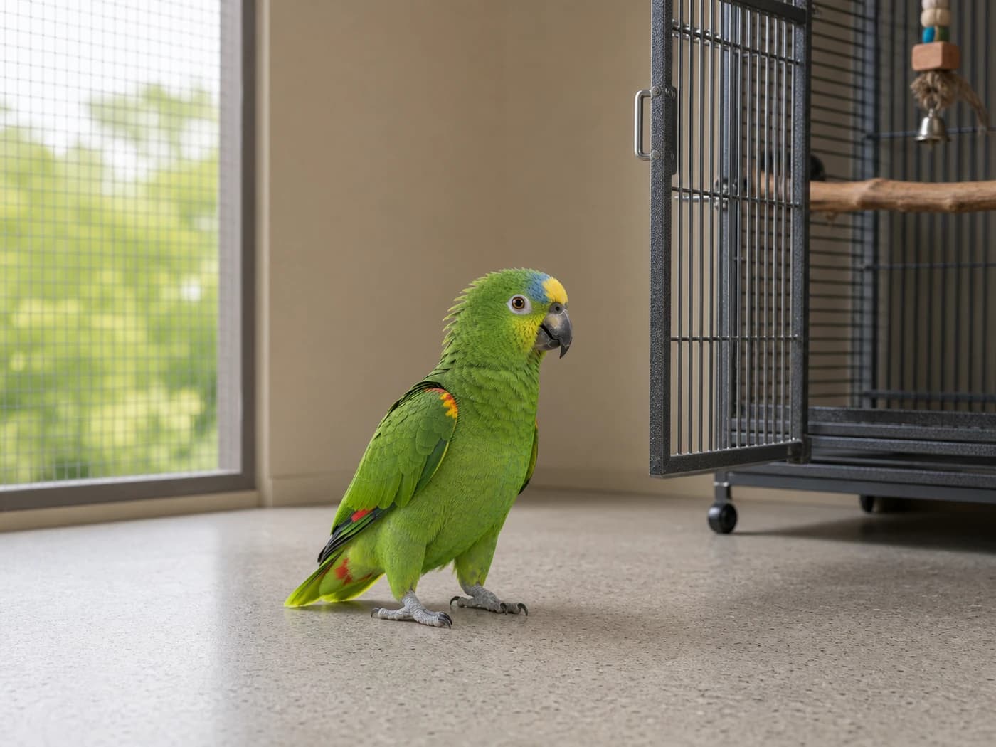 Amazon Parrot Hormonal cage or person guarding behavior reference image