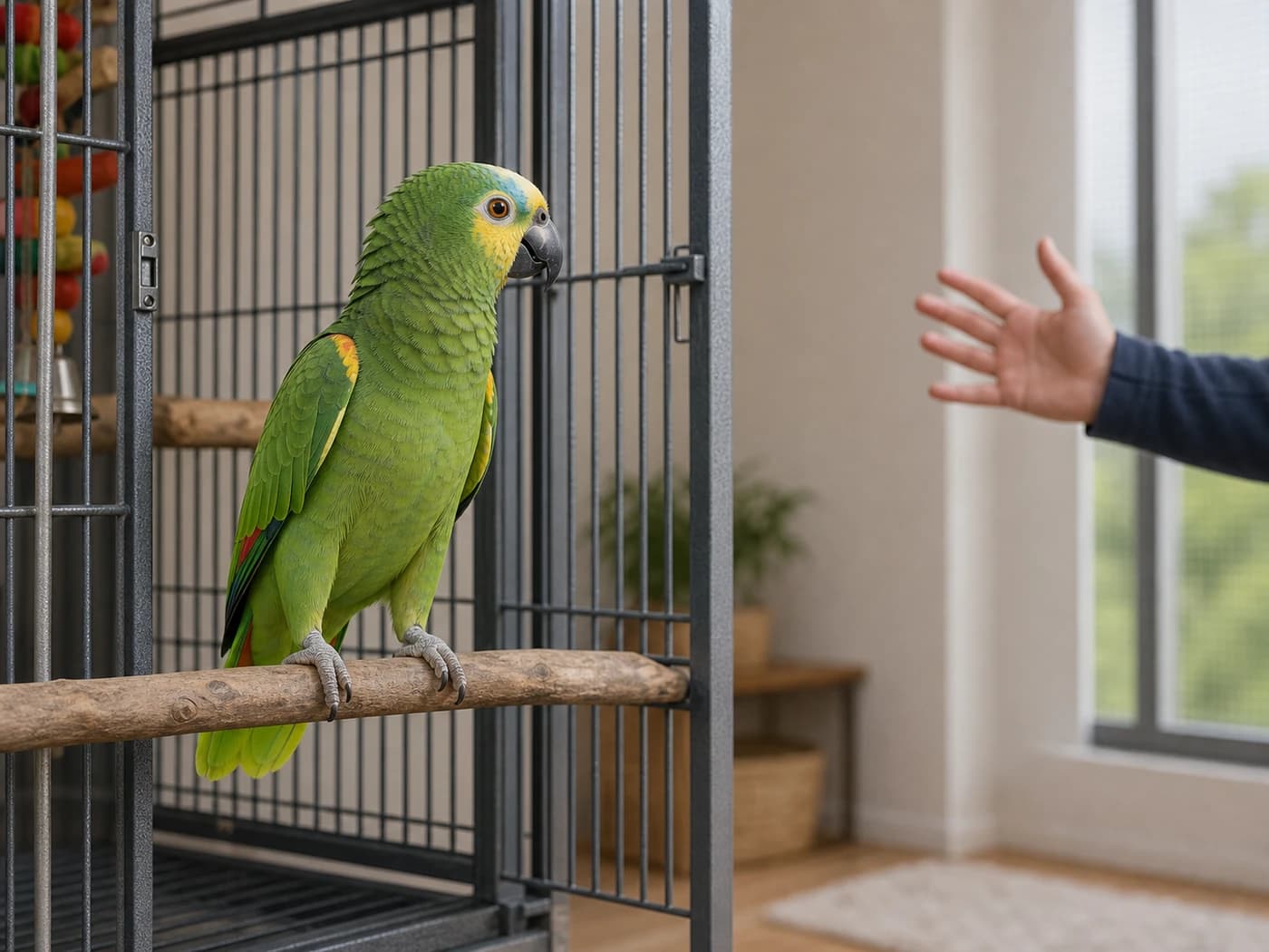 Amazon Parrot Territorial around visitors behavior reference image