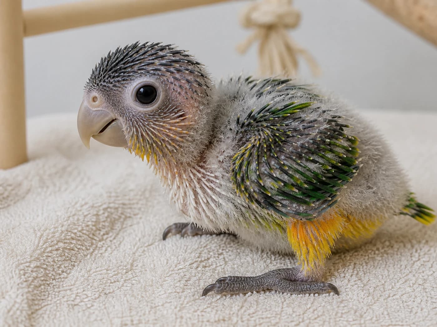 Caique Pin feather stage growth-stage reference image