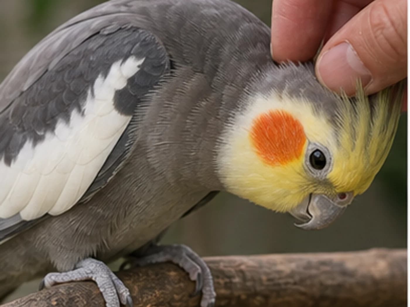 Cockatiel Head lowered and still behavior reference image