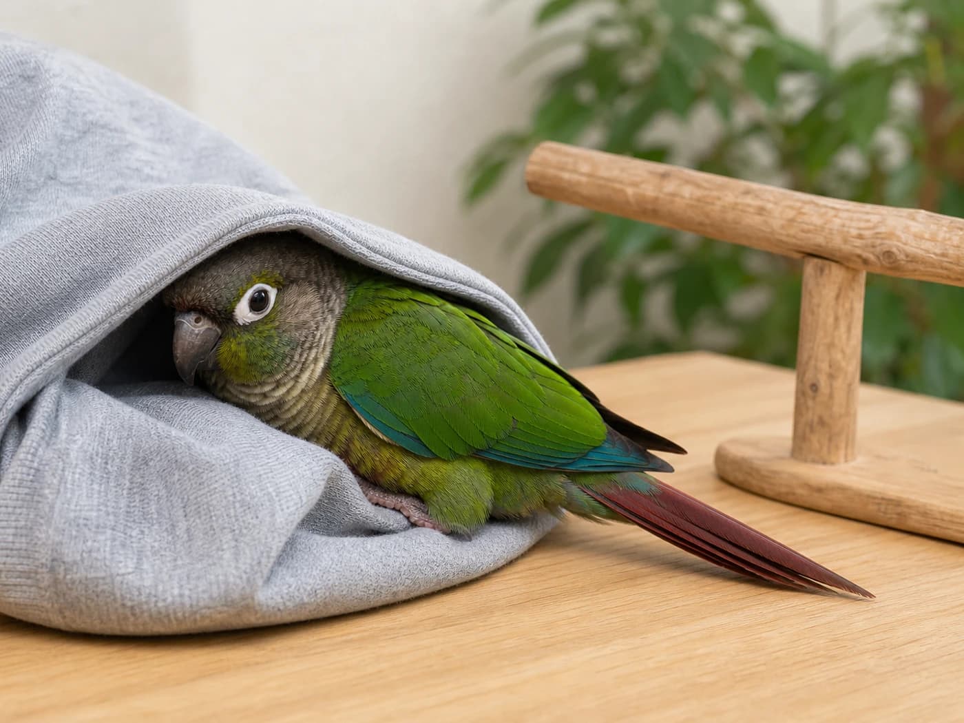 Conure Shirt burrowing behavior reference image