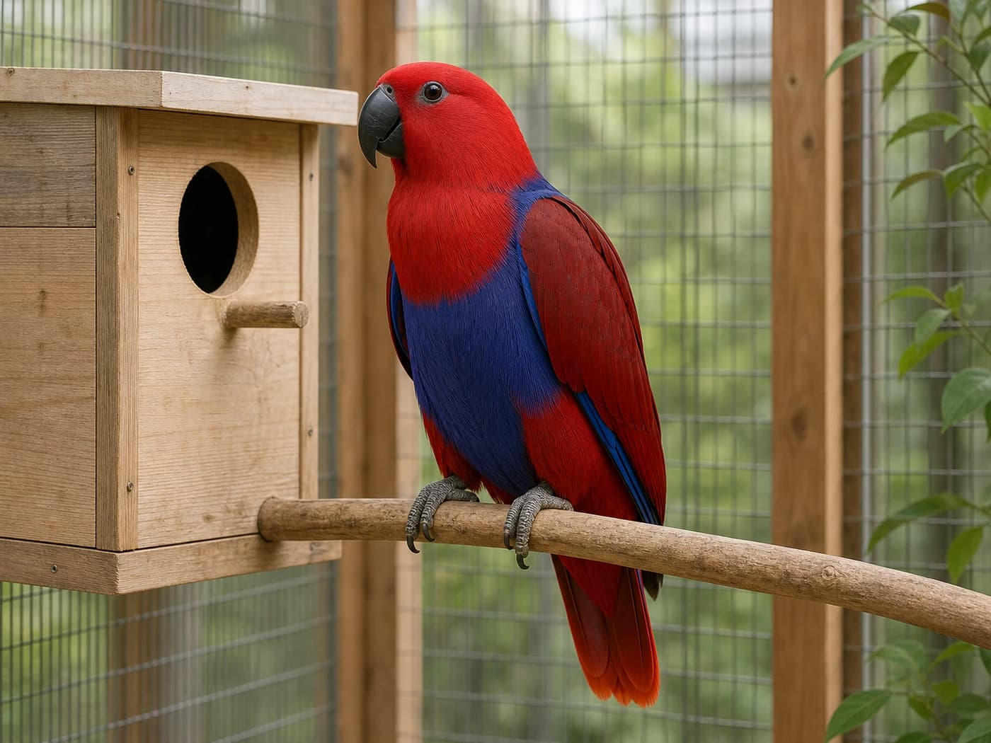 Eclectus Female territoriality behavior reference image