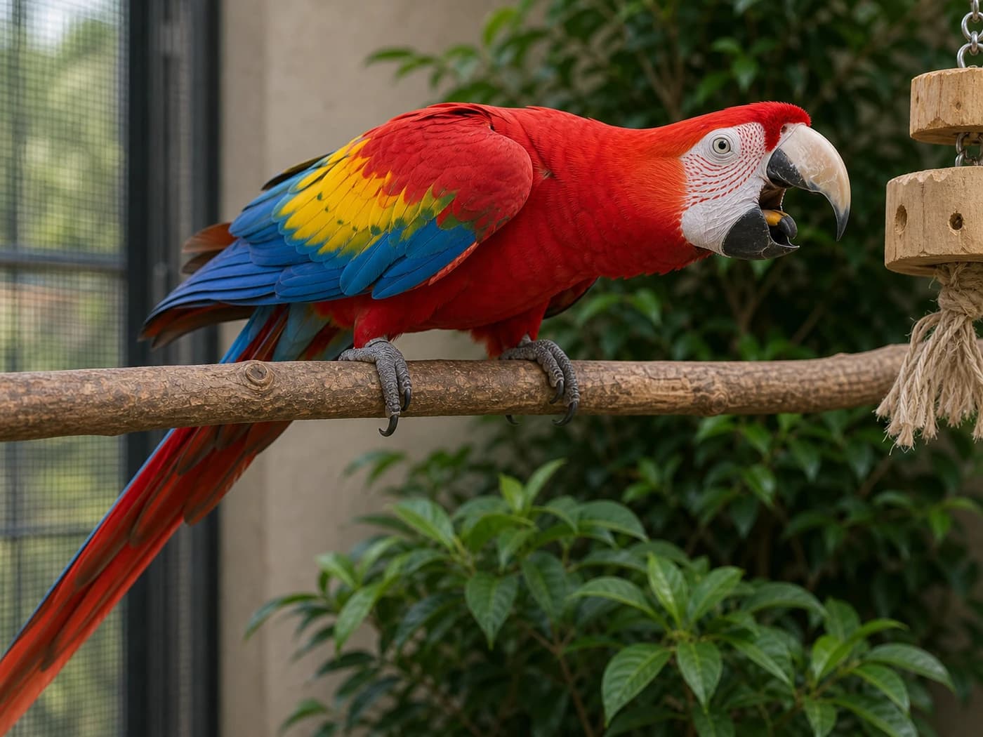 Macaw Open beak approach behavior reference image