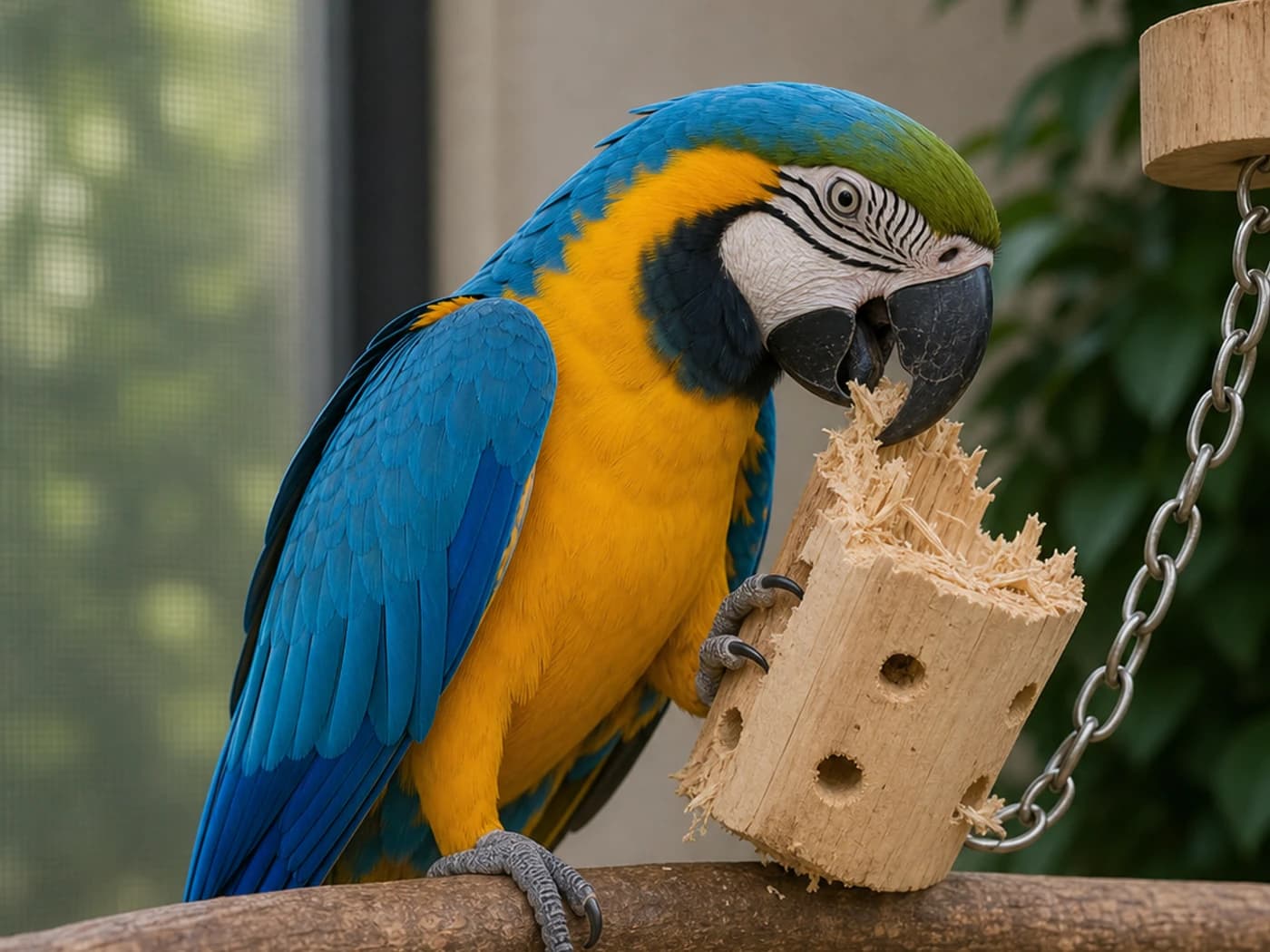 Macaw Wood destruction behavior reference image