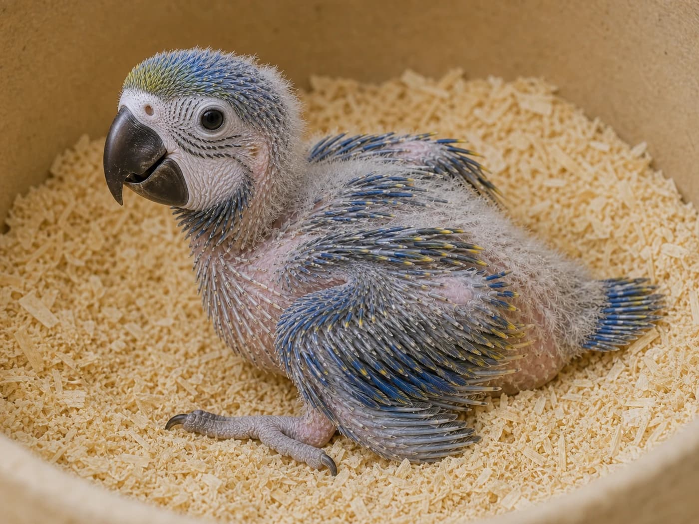 Macaw Pin feather stage growth-stage reference image