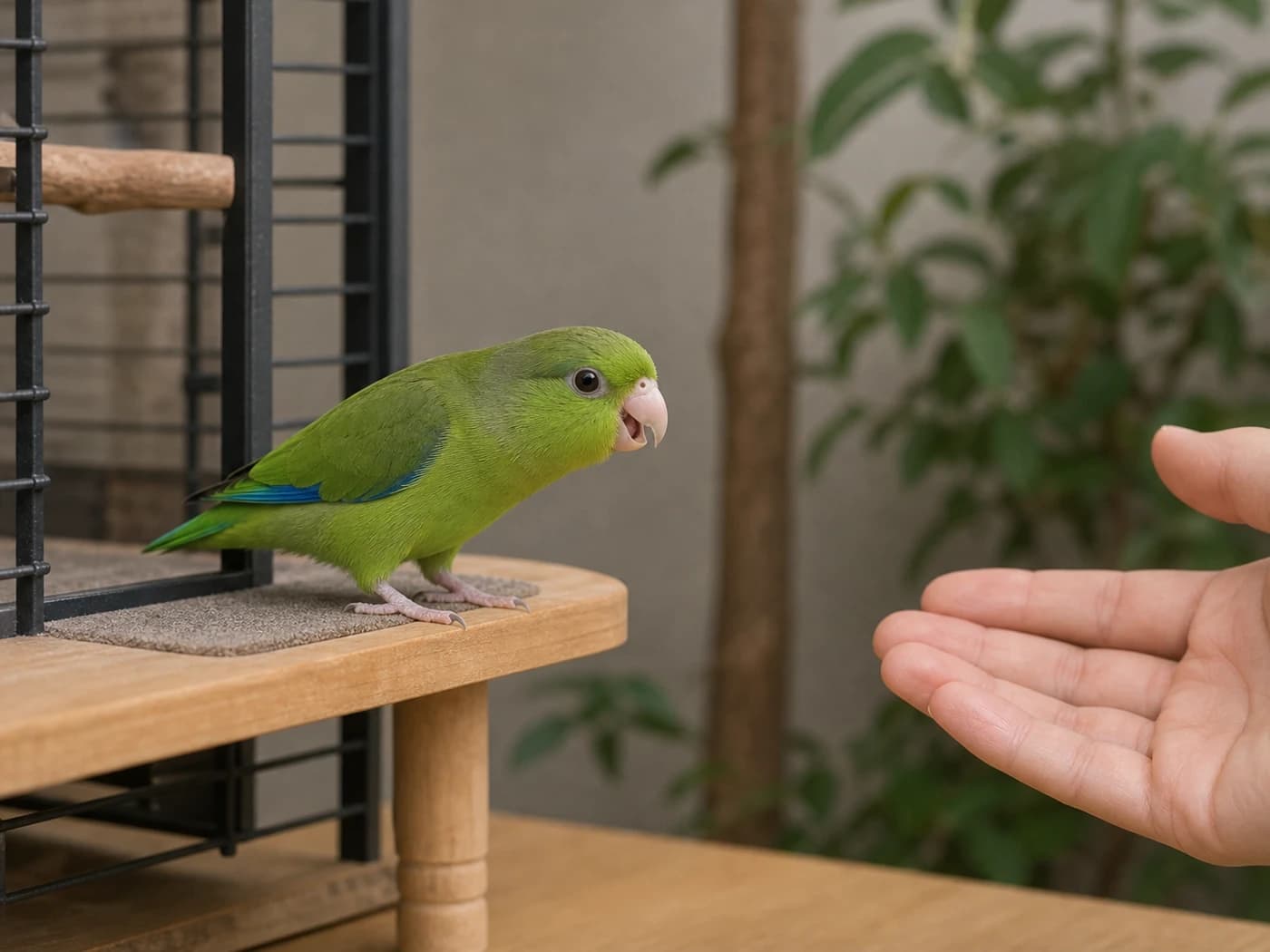 Pacific Parrotlet Cage or person guarding behavior reference image