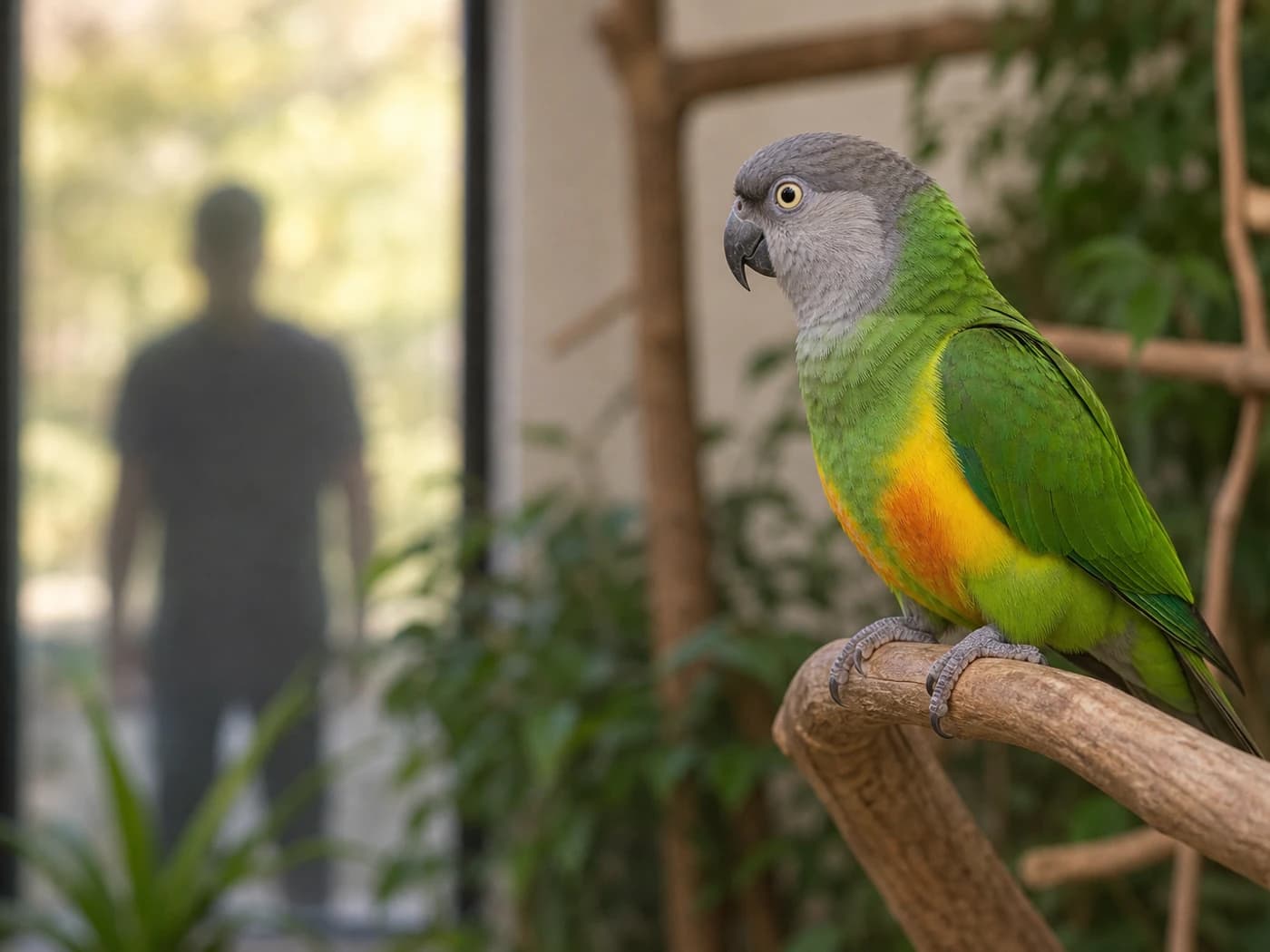 Senegal Parrot Staring at strangers behavior reference image