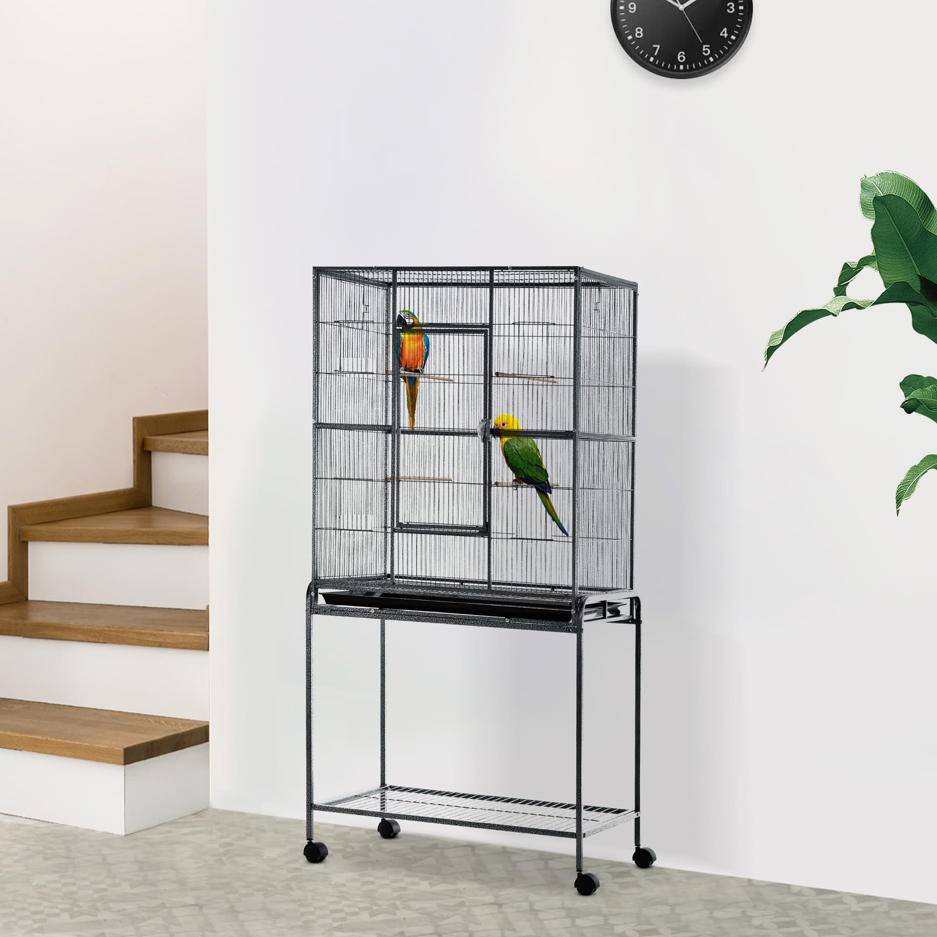 64-Inch Rolling Bird Cage with Storage Shelf
