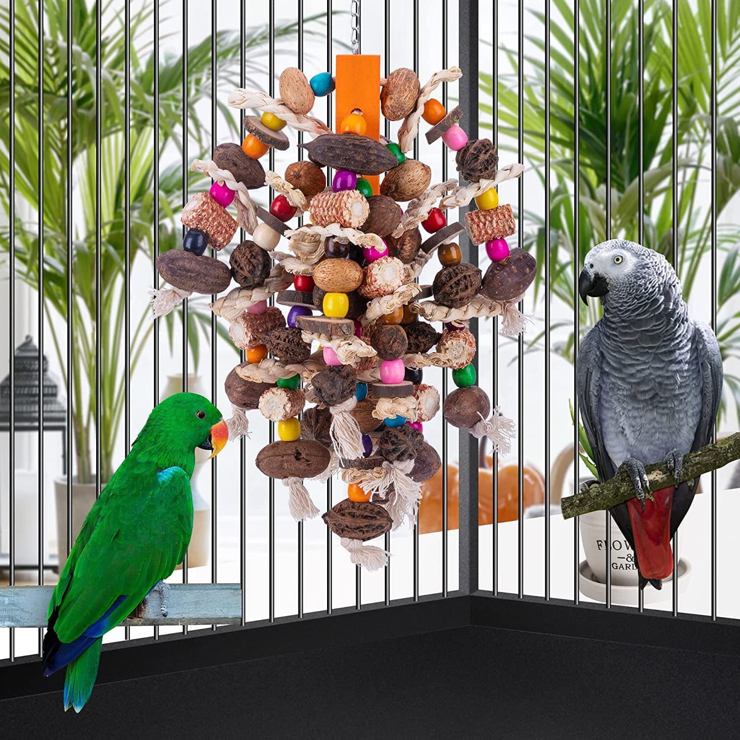Wooden Fruit Skewer Chew Toy for Large Parrots