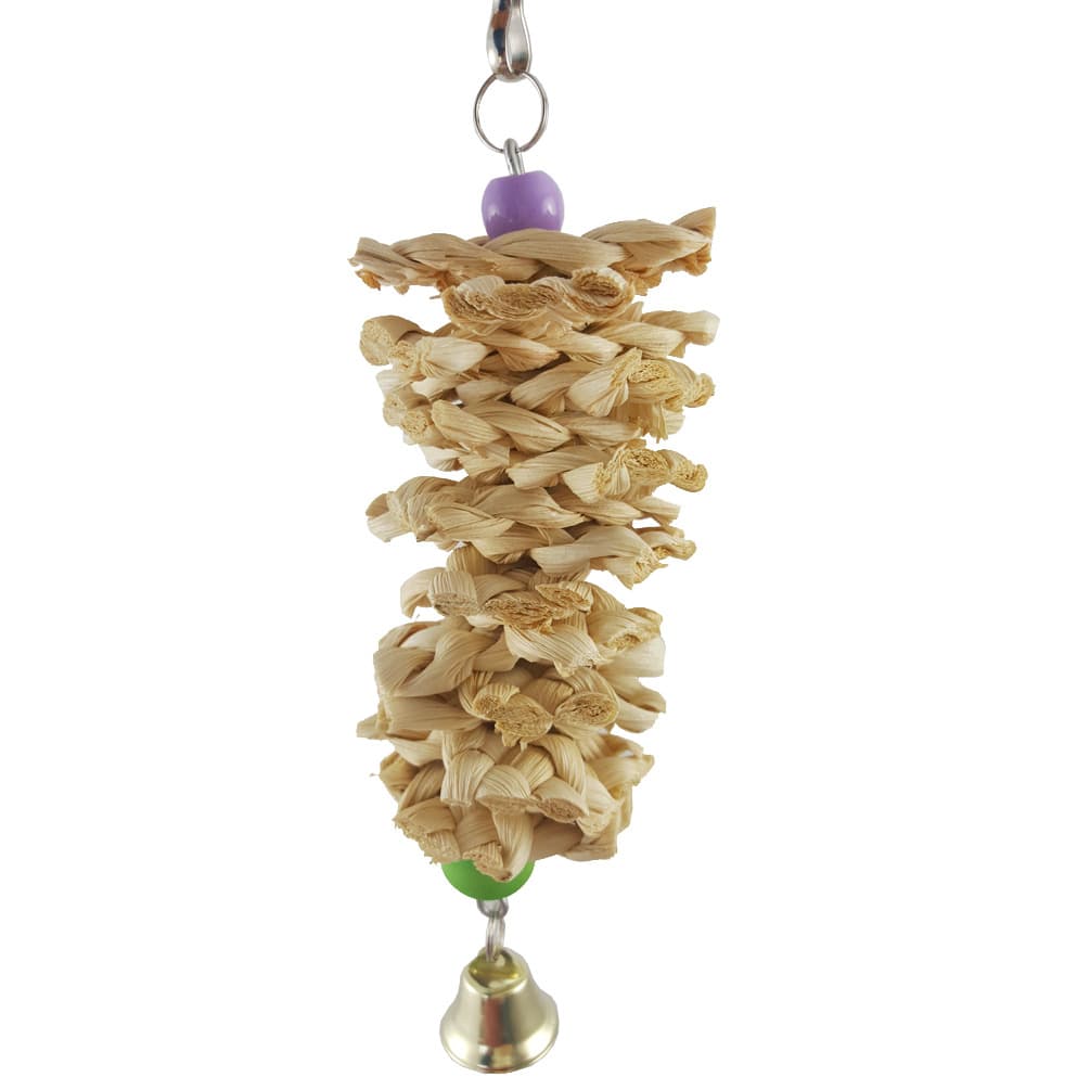 Natural Grass Hanging Parrot Toy with Bell