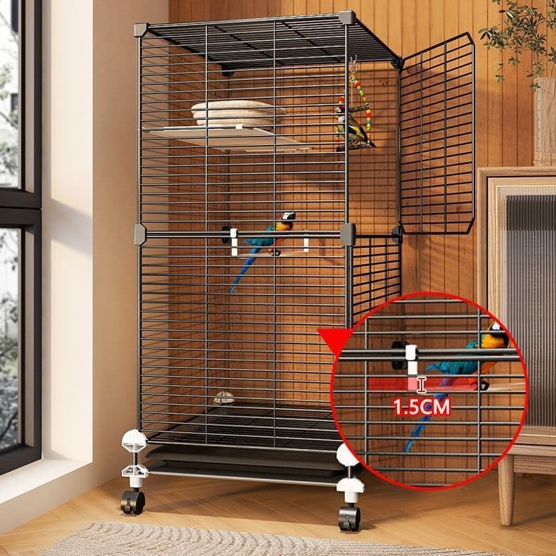 Splash-Guard Small Parrot Cage with Rolling Base
