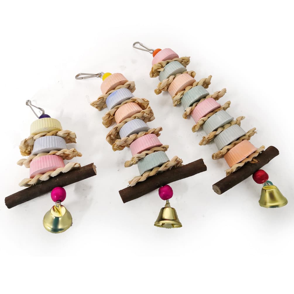 Calcium Chew Stone and Corn Husk Toy for Small Parrots