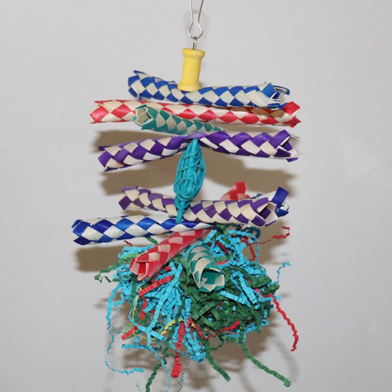 Colorful Rattan and Shredded Paper Parrot Toy